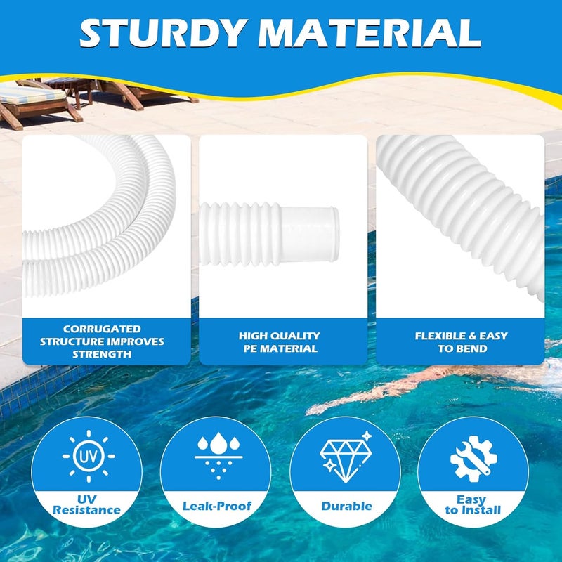 Picatu 3 Pcs 1.25" Pool Hose, 59" Long Accessory Pool Pump Replacement Hoses, Compatible with All Above Ground Pool Filter Pumps that Use 1 1/4 Diameter Hoses - Image 3